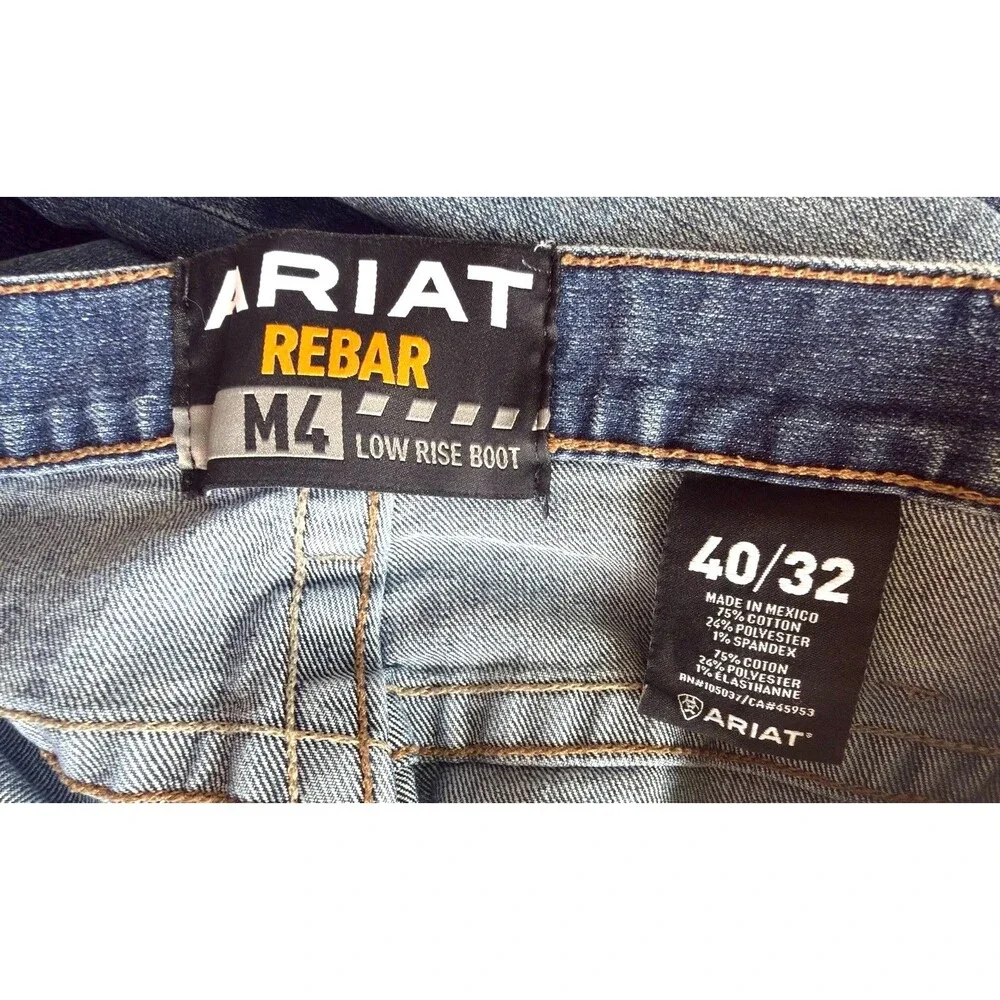 Ariat Rebar M4 Low Rise Bootcut Jeans Mens 40x32 Stretch Denim Workwear Western